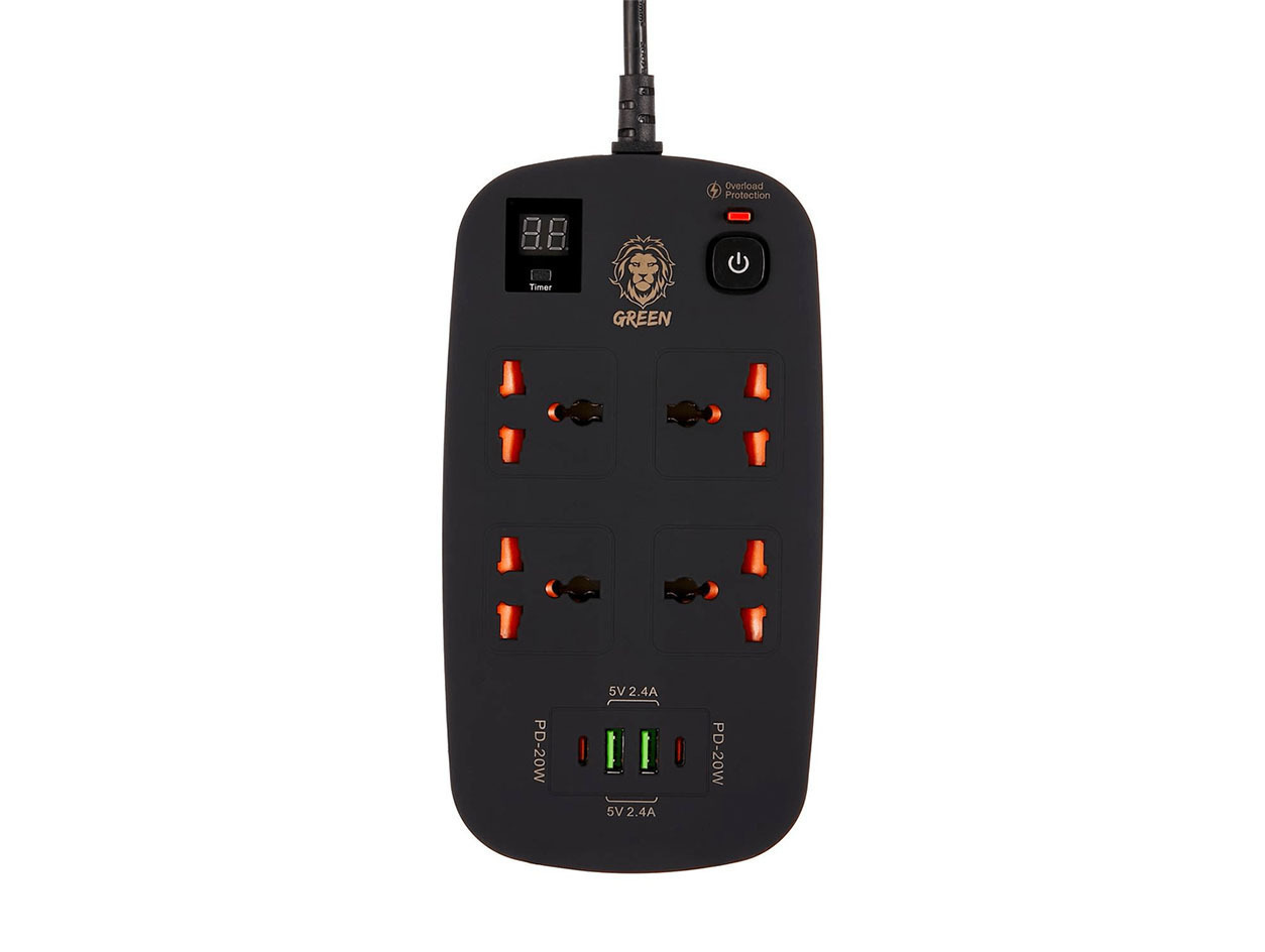 محافظ و چندراهی برق گرین مدل POWER SOCKET40W GNPS2PDBK