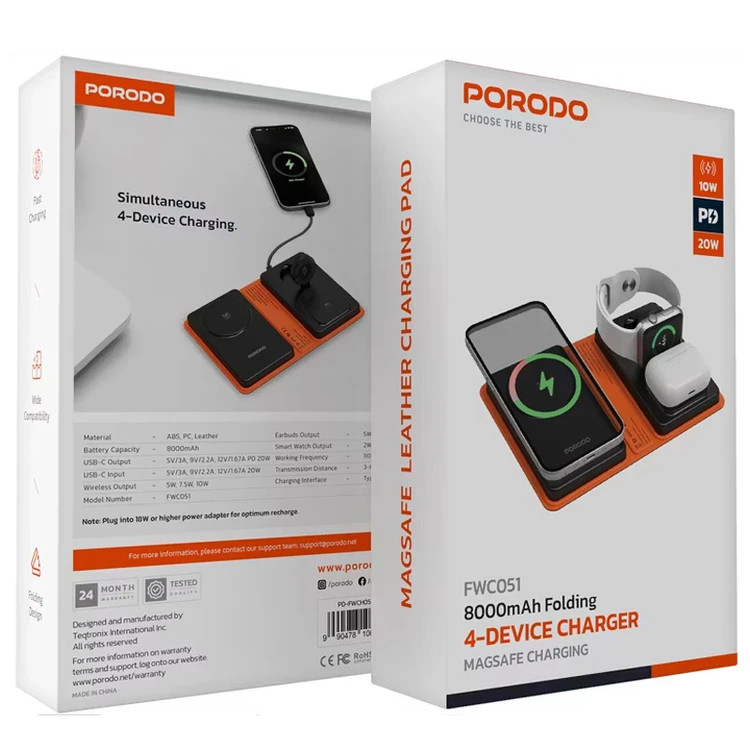 پاوربانک و شارژر بیسیم 4 کاره Porodo مدل FWC051 – — تصویر ۲