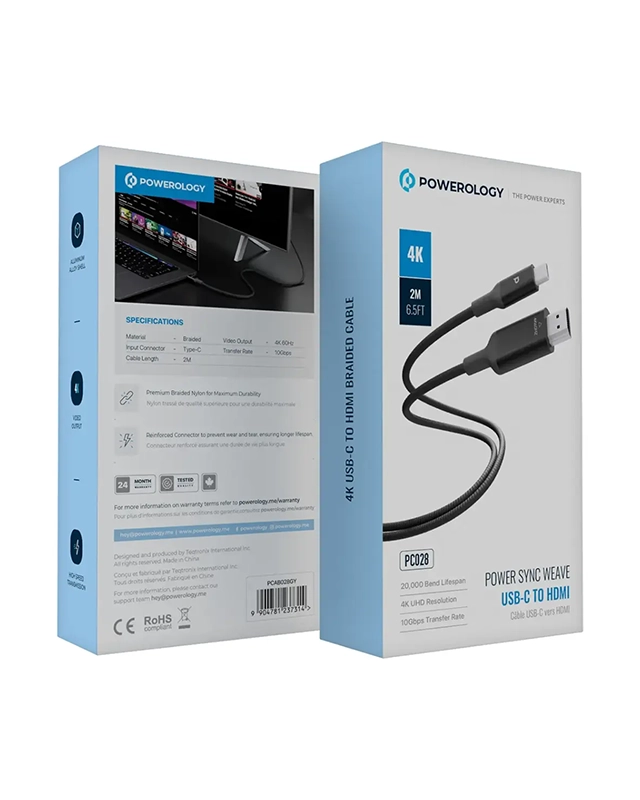کابل تبدیل USB-C به HDMI پاورولوژی 2 متری 4K POWER — تصویر ۲
