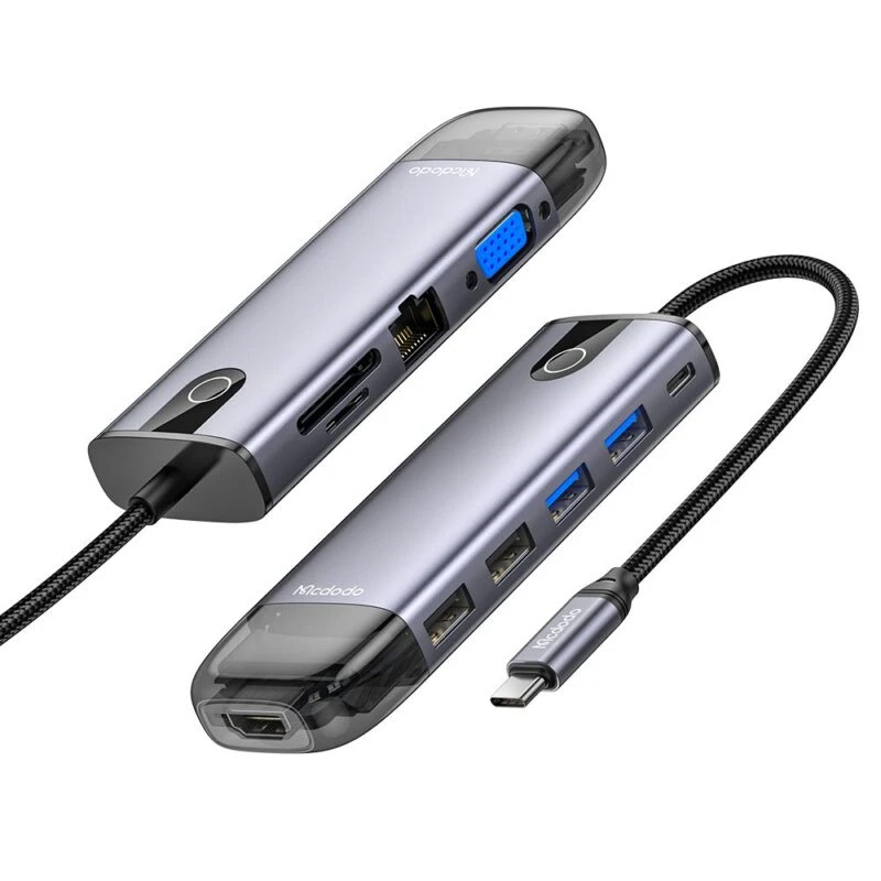 هاب 10 پورت USB-C مک دودو مدل HU-7420 — جنس بدنه آلیاژ آلومینیوم