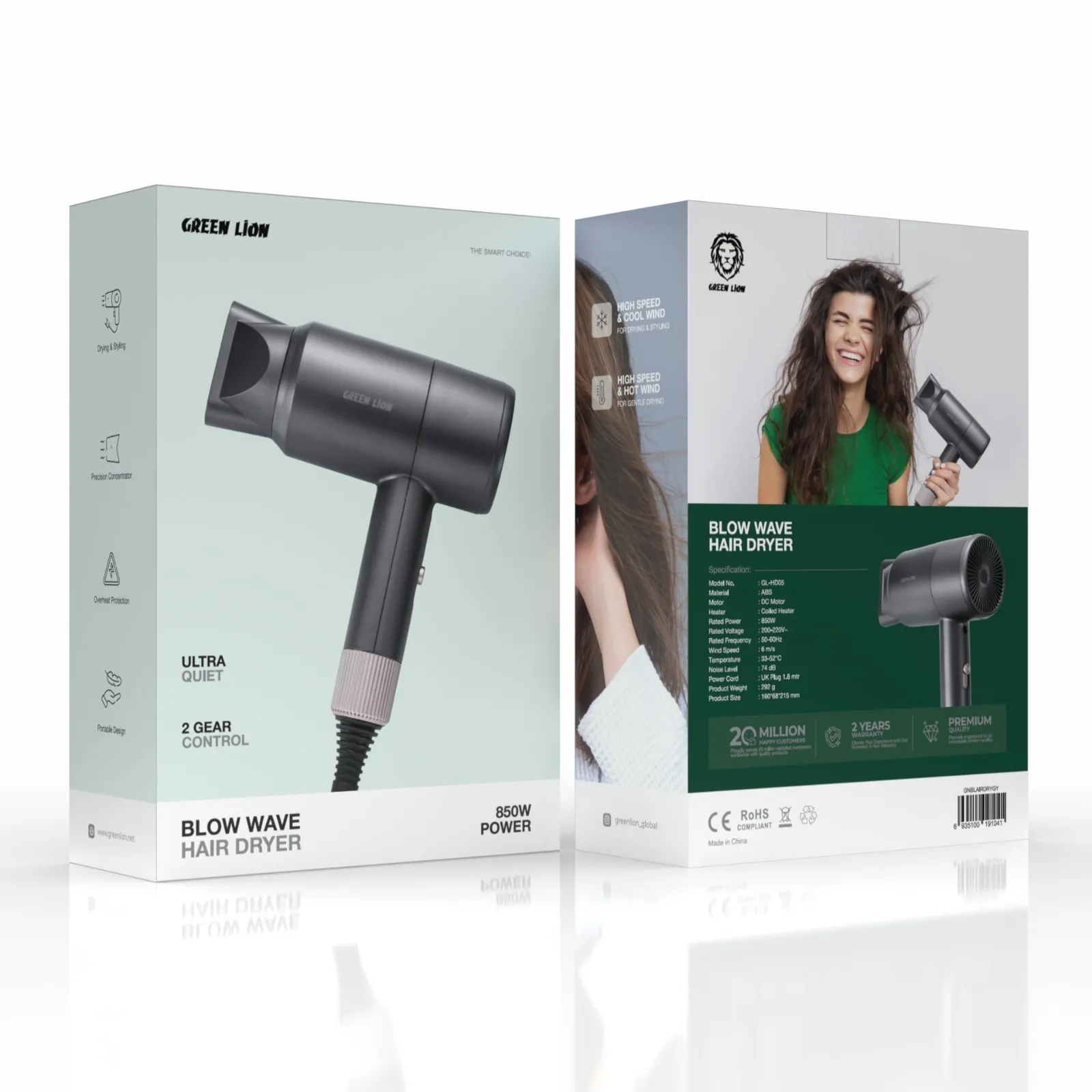 سشوار Green Lion Blow Wave – توان 850 وات، باد گرم — توان ۸۵۰ وات