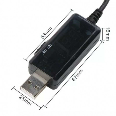 کابل مبدل USB به DC افزاینده ولتاژ 5V به 9V و 12V — رابط ورودی USB