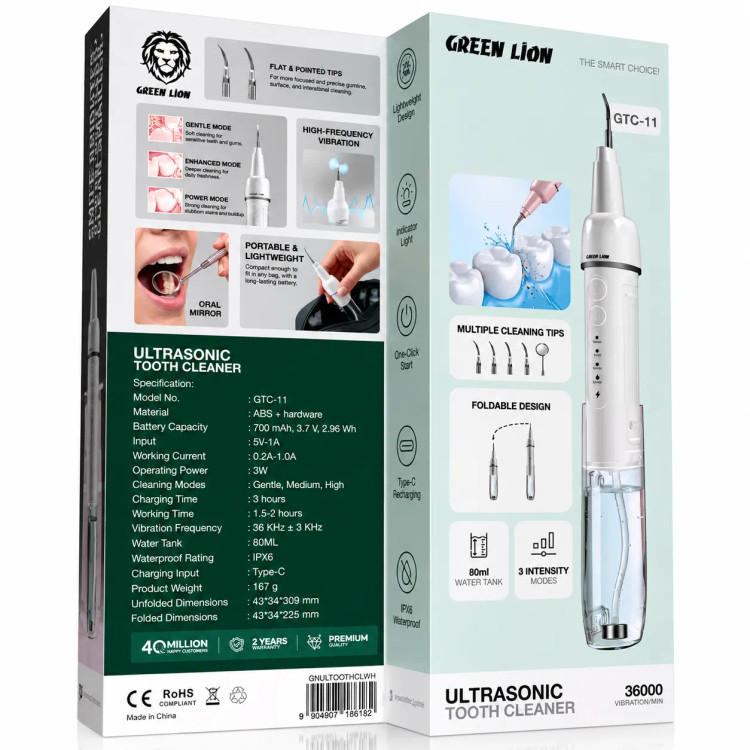 دستگاه تمیزکننده دندان اولتراسونیک گرین لاین مدل GTC-11 | مناسب استفاده روزانه