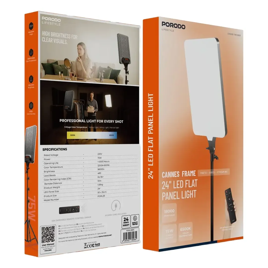 پنل نور LED پرودو Porodo Cannes Frame 24 اینچ – 75 وات
